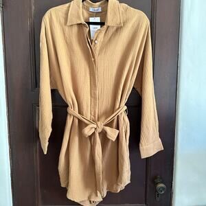 Lilyful | Cotton Hermosa Beach Gauze Romper Tie Waist | Size Medium